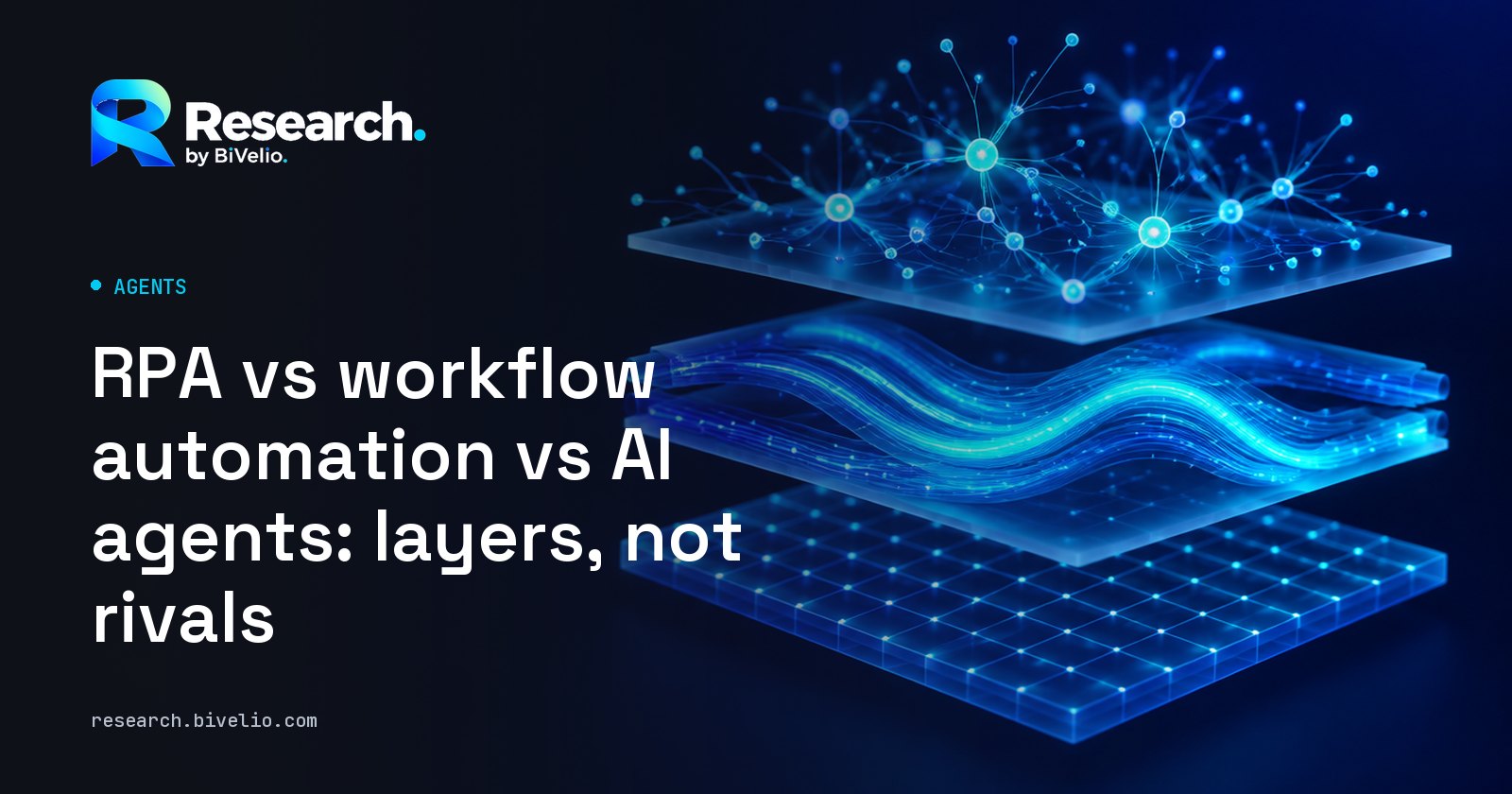Cover of the article “RPA vs workflow automation vs AI agents: layers, not rivals”
