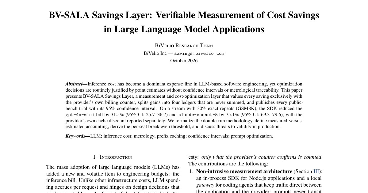 First page of the paper: title, authorship (BiVelio Research Team, BiVelio Inc, October 2026) and abstract. Opens the PDF.
